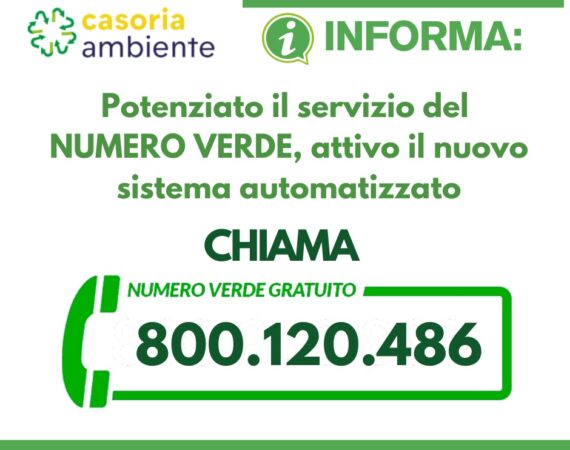 Casoria Ambiente potenzia il numero verde: Al fianco dei cittadini, 24 ore su 24, 7 giorni su 7, con unâ€™innovazione sempre piÃ¹ efficiente